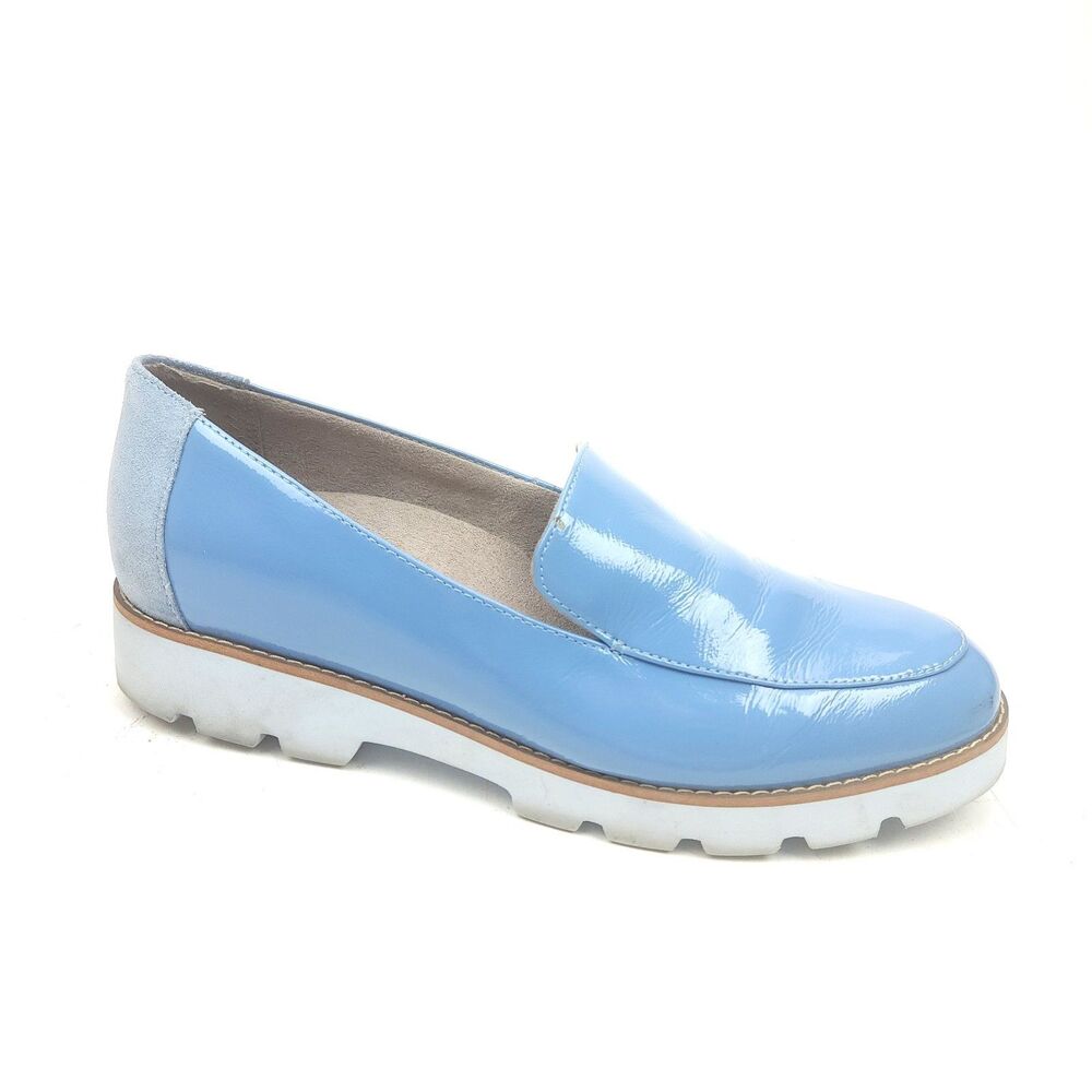Vionic Kensley Slip On Loafers Patent Light Blue Womens Size 8.5 Chunky